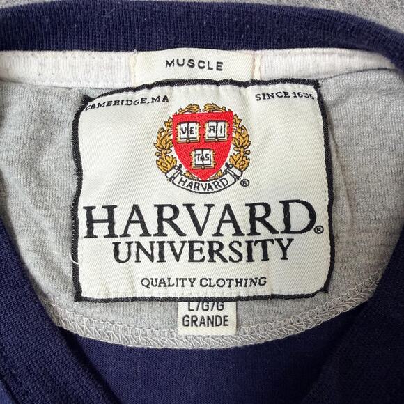 Vintage Harvard T-Shirt Navy Blue Logo Crew Neck Short Sleeve Womens Large - Picture 7 of 12